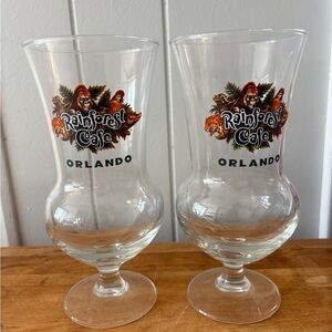 NEW Set Of 2 Rainforest Cafe Orlando Cocktail Hurricane Glasses